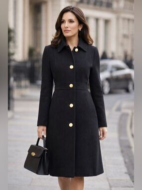 J. Crew Black lady day coat Gold Buttons